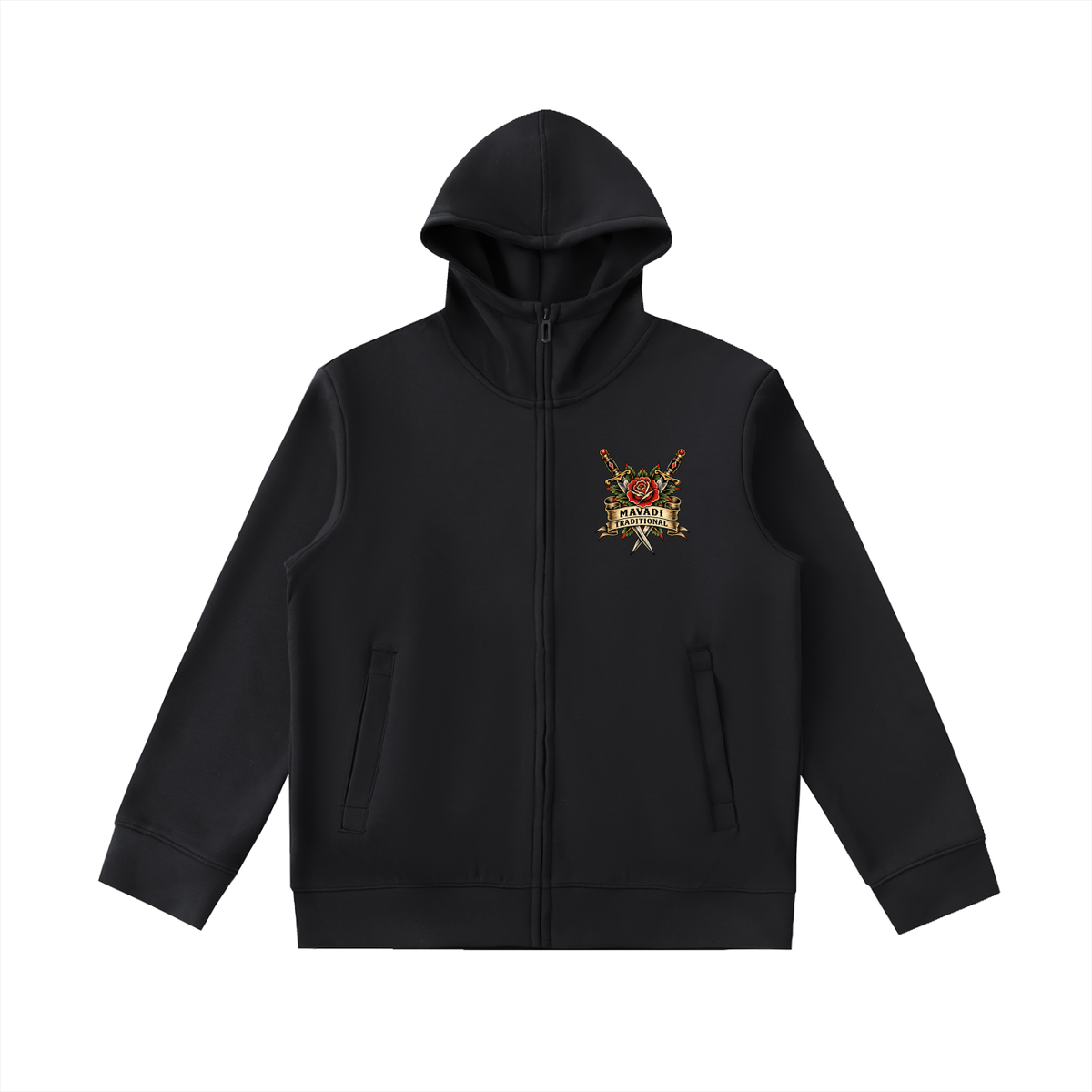 Essential Heavyweight High Neck  Zip-Up Hoodie