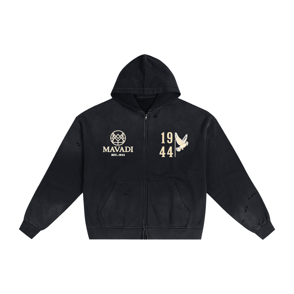 1944 MAVADI Rebel Hand-Frayed Sunfade Zip Hoodie