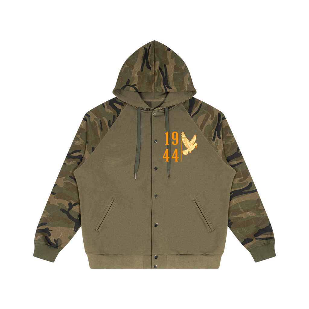 Unisex Camo-Splice Raglan Zip Hoodie