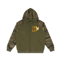 Unisex Camo-Splice Raglan Zip Hoodie
