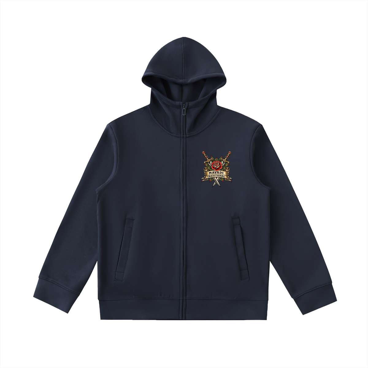 Essential Heavyweight High Neck  Zip-Up Hoodie