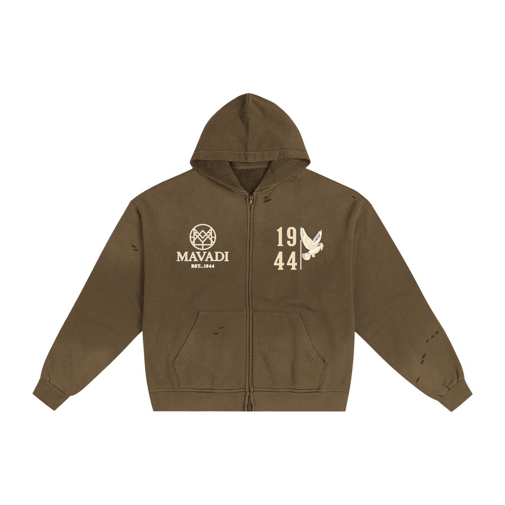 1944 MAVADI Rebel Hand-Frayed Sunfade Zip Hoodie