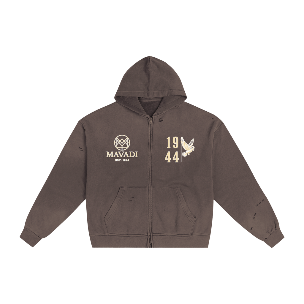 1944 MAVADI Rebel Hand-Frayed Sunfade Zip Hoodie