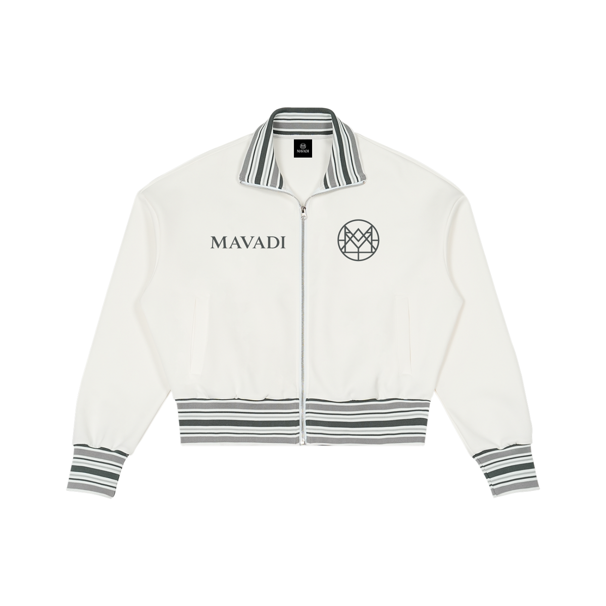 MAVADI Femme — Striped Rib Collar Zip Jacket